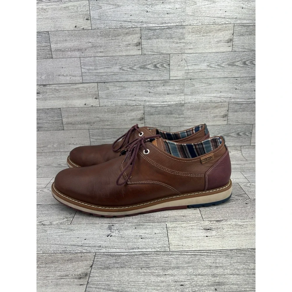 Pikolinos Mens Brown‎ Leather Lace Up Dress Shoes Oxford Comfort Casual